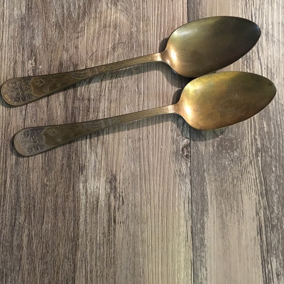Serving Spoons - Brass Floral Design by Lenox - Picture 3 of 5